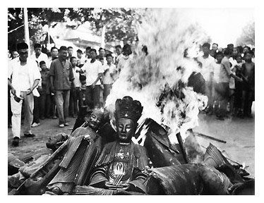 Church Icons burning in China during communism