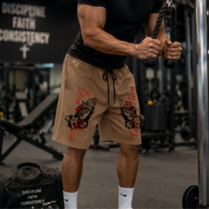 Christian oversized shorts for man with a prayer design