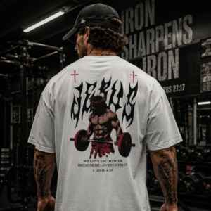 weightlifting Jesus oversized men t-shirt gym outfit